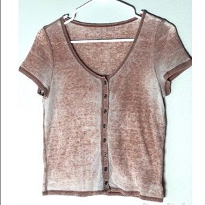 Light Washed Pink button Up Top